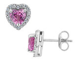 4/5 Carat (ctw) Lab-Created Pink and White Sapphire Heart Earrings in Sterling Silver